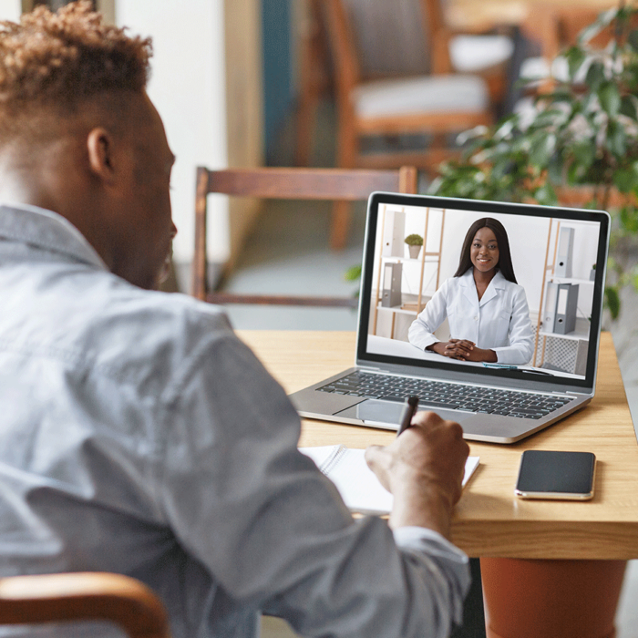 a patient talks to a doctor virtually about Second Opinions for Rare and Complex Conditions